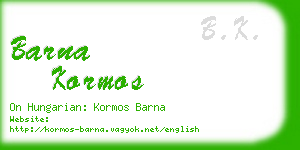 barna kormos business card